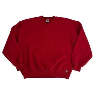 Vintage Russell Sweatshirt Men XL Red Crewneck 90s USA Kanye West Pullover Blank